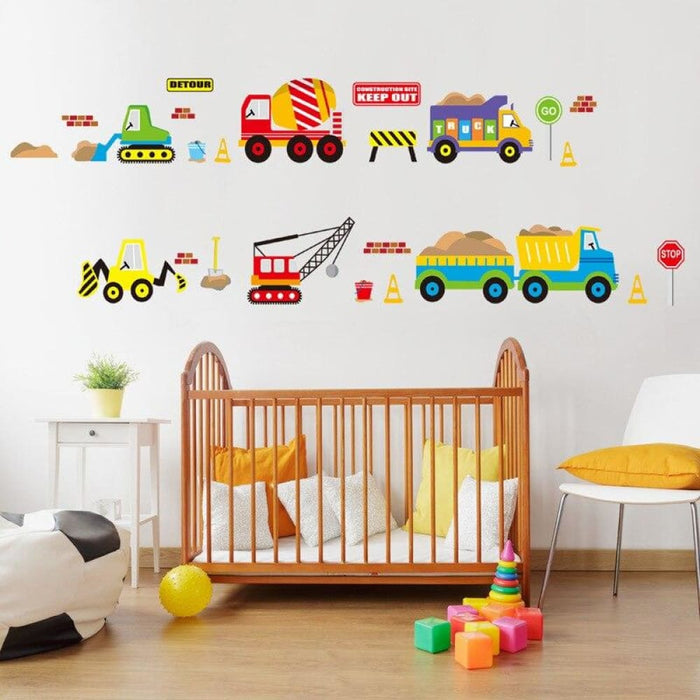 Cartoon Vehicle Traffic Cars Buses Wall Stickers For Kids