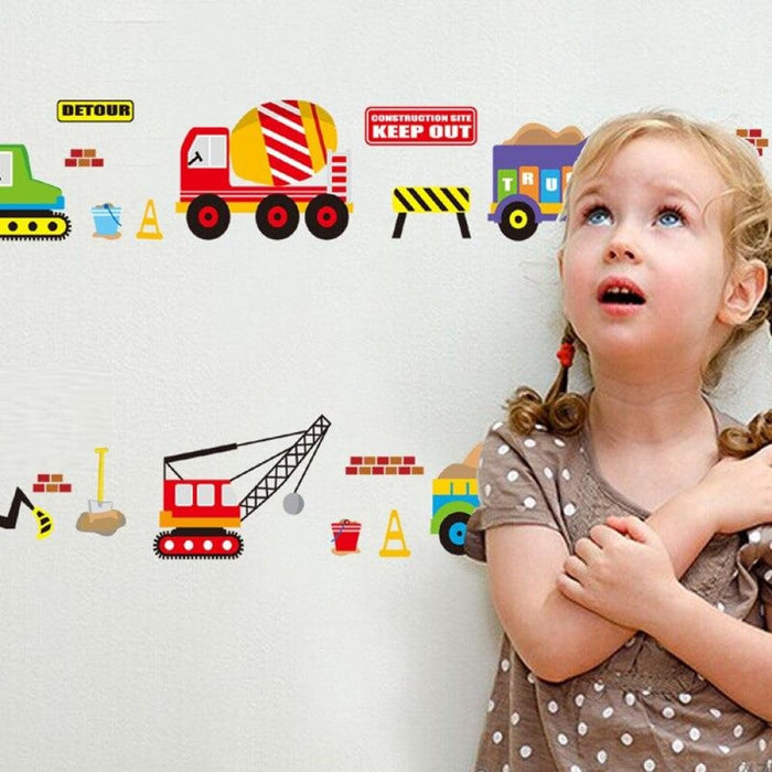 Cartoon Vehicle Traffic Cars Buses Wall Stickers For Kids