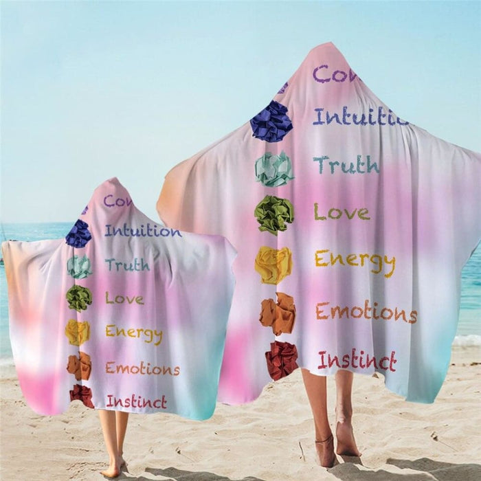 Chakra Hooded Towel For Adults Zen Theme Bathroom With Hood