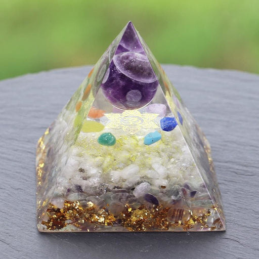 Chakra Orgonite Pyramid Natural Stone Reiki Healing Energy