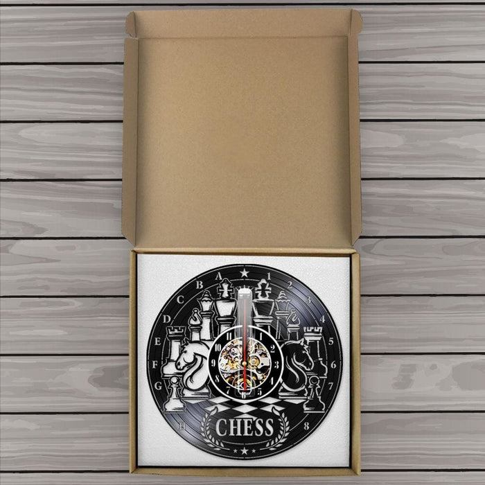 Chess Board Vinyl Record Lp Led Wall Clock Art Home