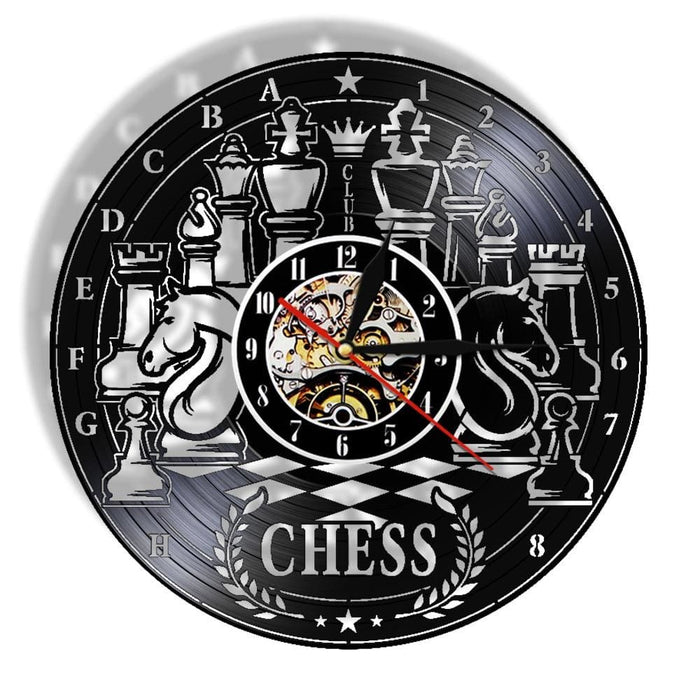 Chess Board Vinyl Record Lp Led Wall Clock Art Home