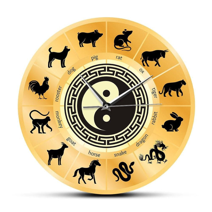 Chinese Zodiac Sign Sheng Xiao Wall Clock Culture Art Yin