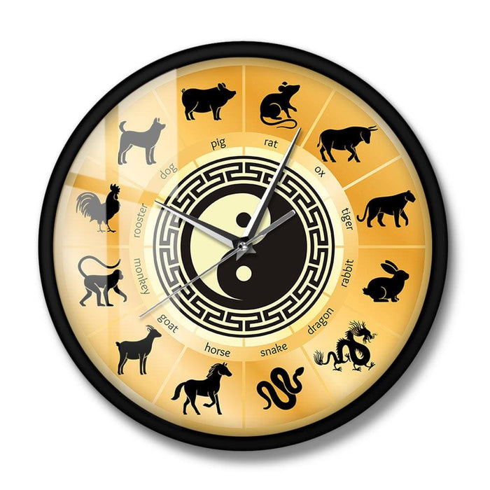 Chinese Zodiac Sign Sheng Xiao Wall Clock Culture Art Yin