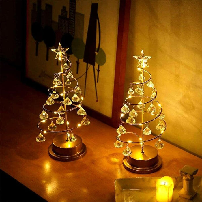 Christmas Tree Table Lamp Led Crystal Night Light Battery