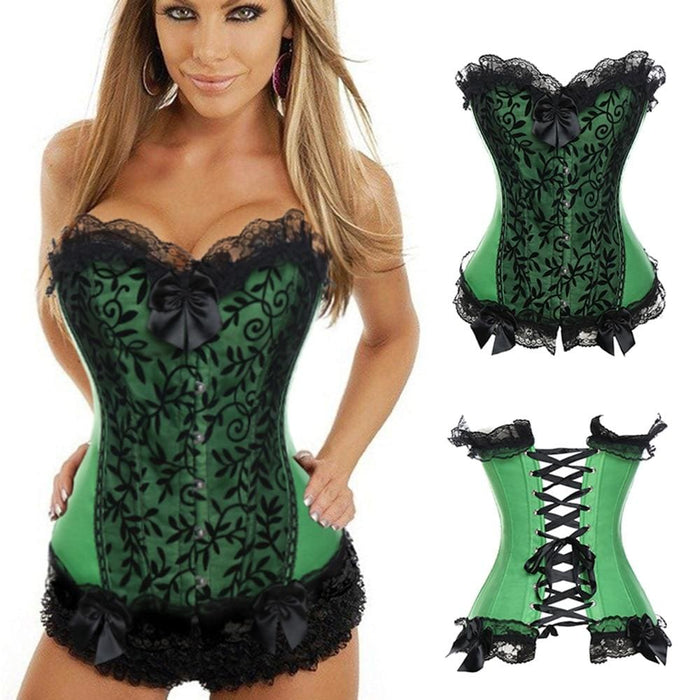 Christmas Womens Steampunk Gothic Corset Bustier Steel Boned