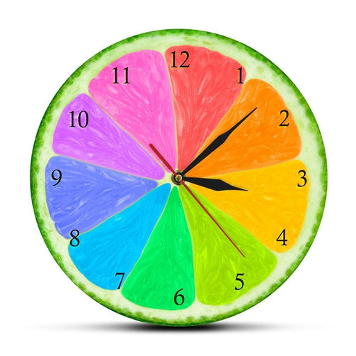 Citrus Rainbow Wall Clock Silent Non Ticking Natural Flavors