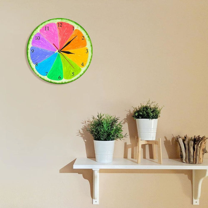 Citrus Rainbow Wall Clock Silent Non Ticking Natural Flavors