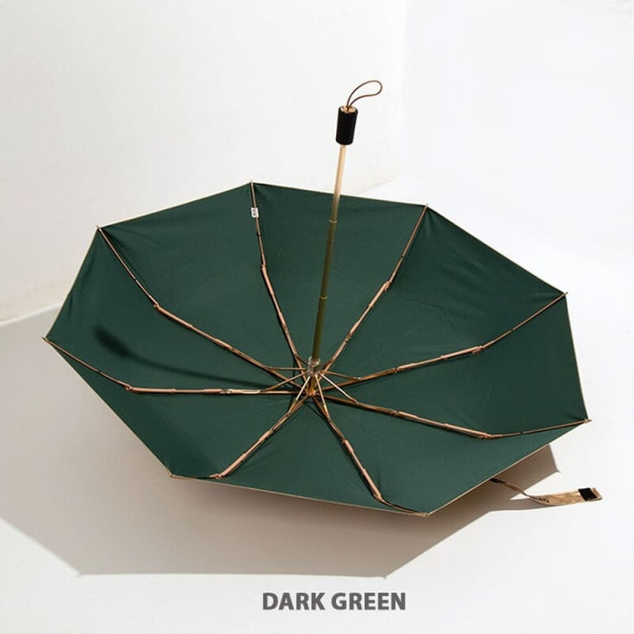 Classic Leather Handle Titanium Gold Umbrella