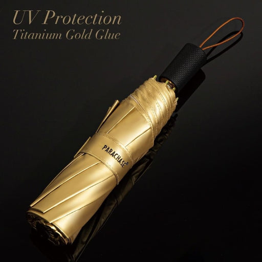 Classic Leather Handle Titanium Gold Umbrella