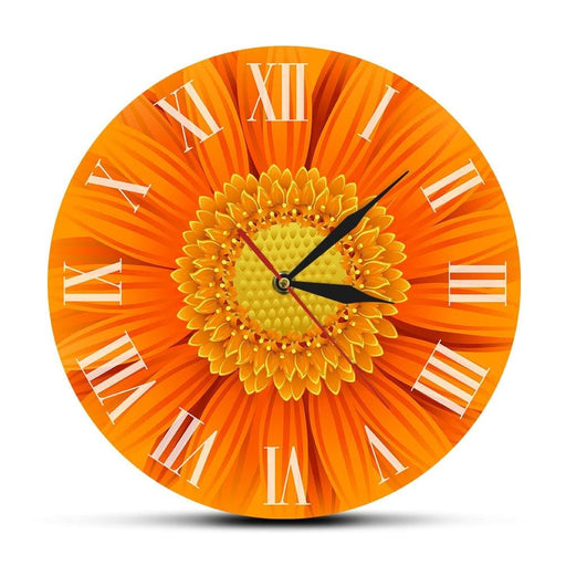 Close-up Of Beautiful Orange Gerber Deorative Clock