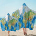 Compass Bathroom Hooded Towel World Map White