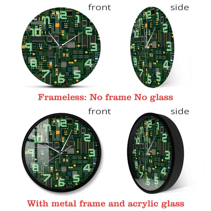 Computer Electronic Chip Circuit Board Geeky Wall Clock