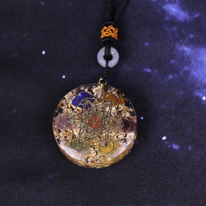 Crystal Stones Chakra Reiki Healing Energy Orgonite Necklace