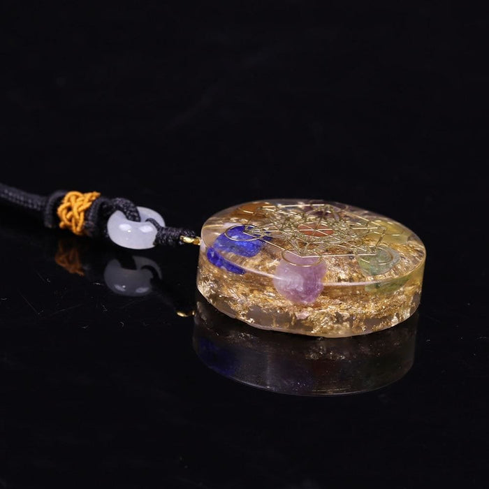 Crystal Stones Chakra Reiki Healing Energy Orgonite Necklace