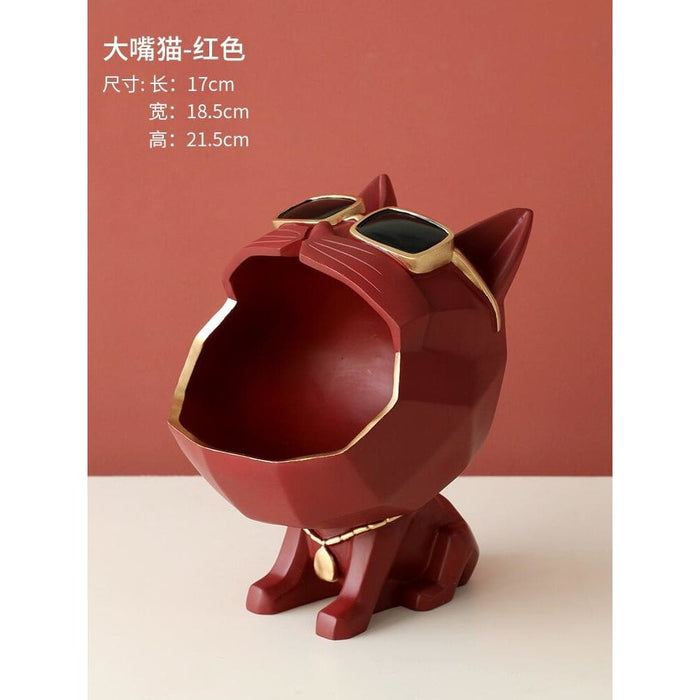 Cute Cat Statue Big Mouth Storage Box Art Sculpture