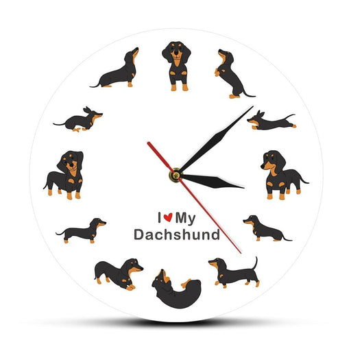 Cute Doxie Cartoon Style Dachshund Wall Clock Dog Breed