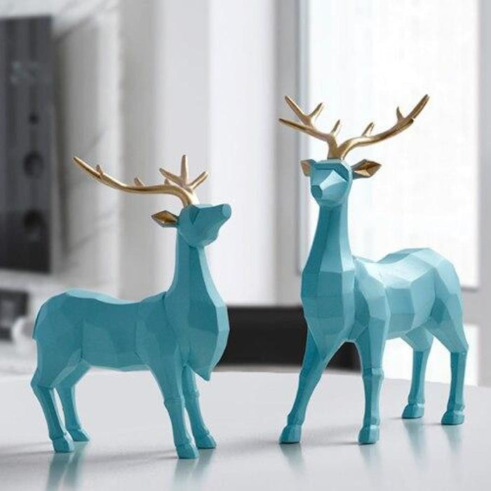 Deer Family Hand Carved Collectible Figurines Ornament For