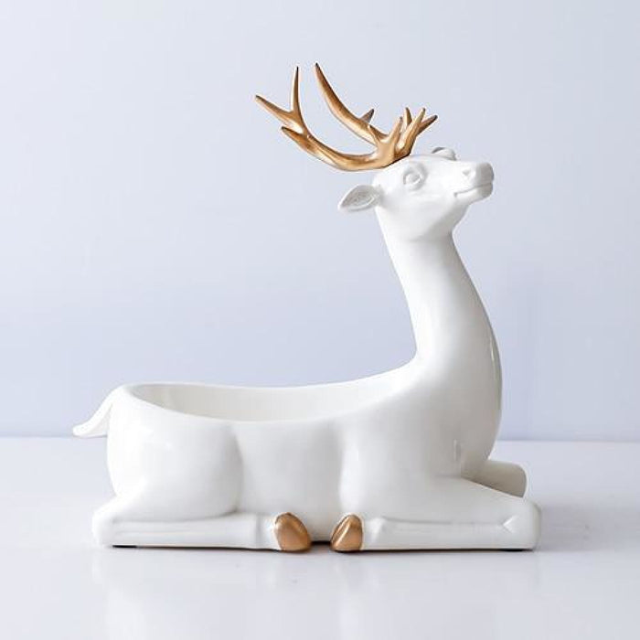 Deer Figurines Desktop Key Phone Storage Box For Living Room