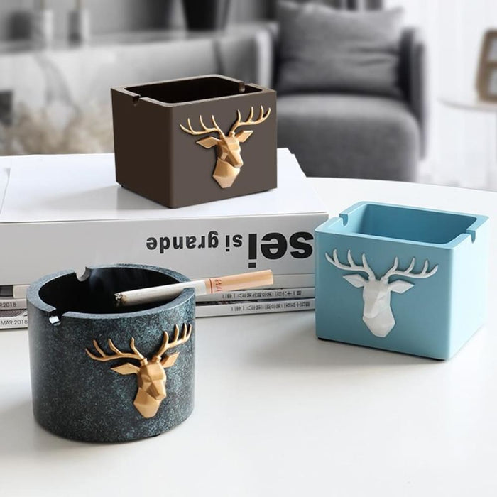 Deer Head Pattern Windproof Ashtray For Home Office Hotel