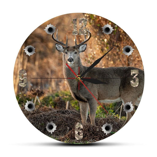 Deer Hunter Camera Sniper Big Buck Round Wall Clock Hunting