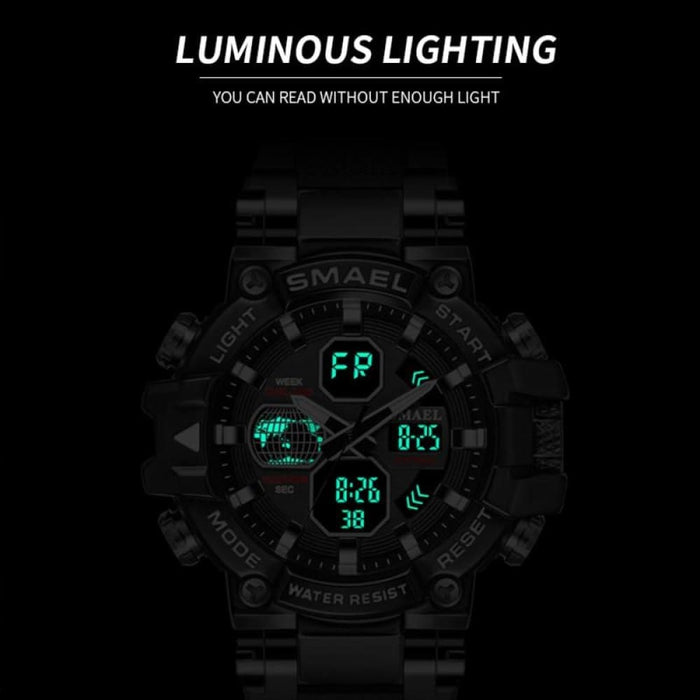 Digital Quartz Wristwatch With Dual Time Mode