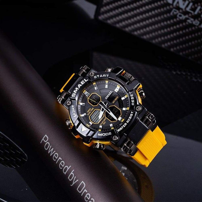 Digital Quartz Wristwatch With Dual Time Mode