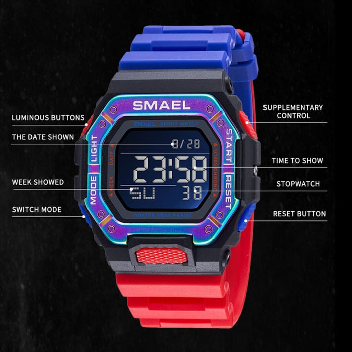 Digital Watch Men Sports Waterproof Stopwatch Alarm Clock