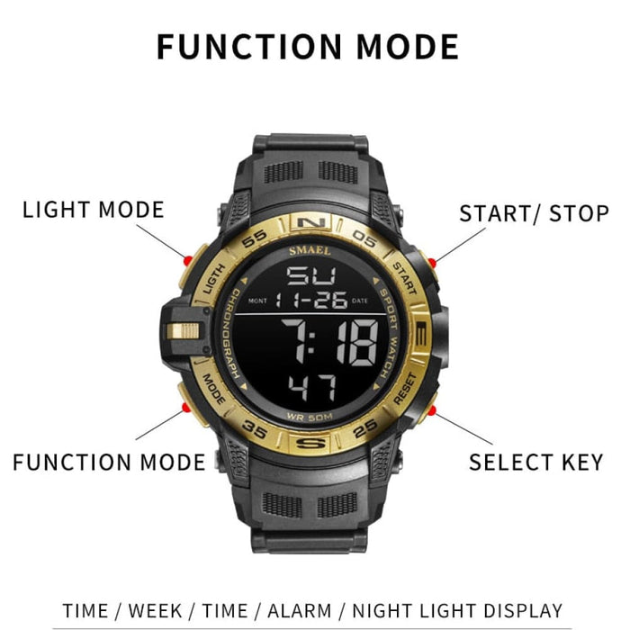 Digital Watches Sport Smael Watch For Men 50m Waterproof