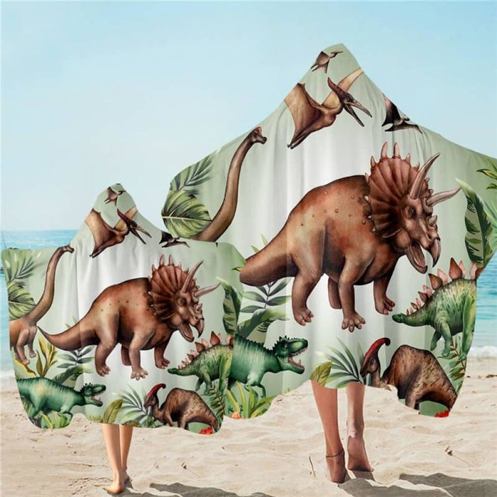 Dinosaur Hooded Towel For Kids Jurassic Microfiber Bath