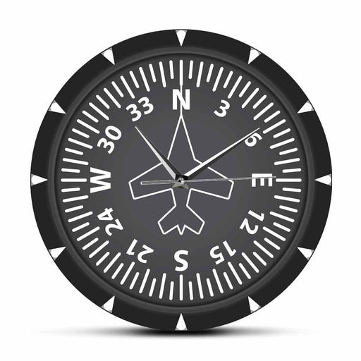 Directional Gyro Compass Flight Instrument Modern Wall Clock