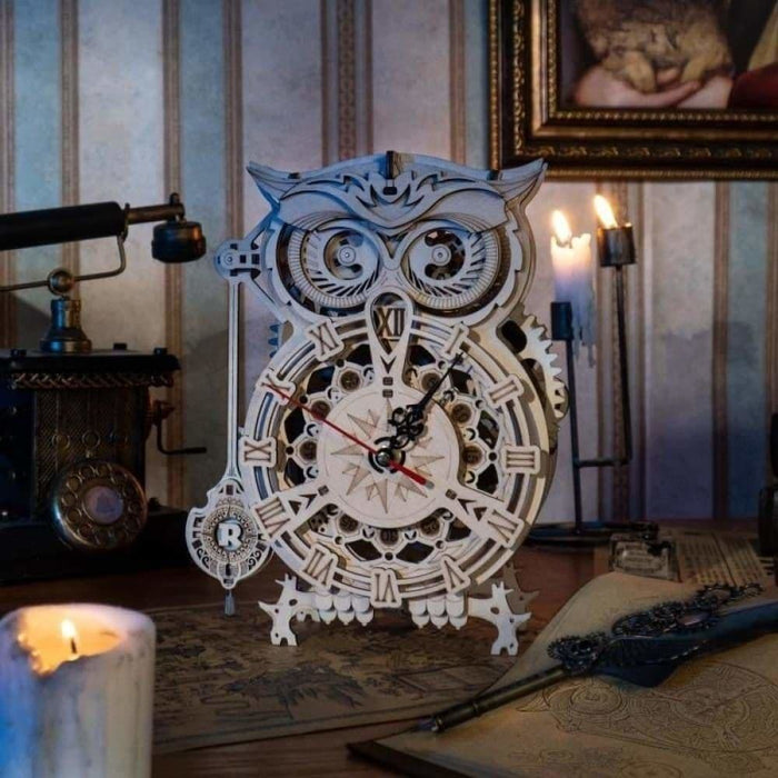 Diy 3d Owl Clock Wooden Puzzle Game Assembly Toy
