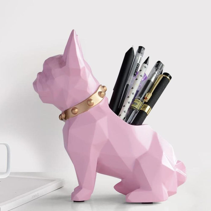 Dog Resin Figurine Pen Holder Desk Organizer Office