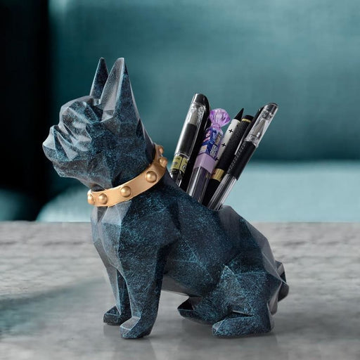 Dog Resin Figurine Pen Holder Desk Organizer Office