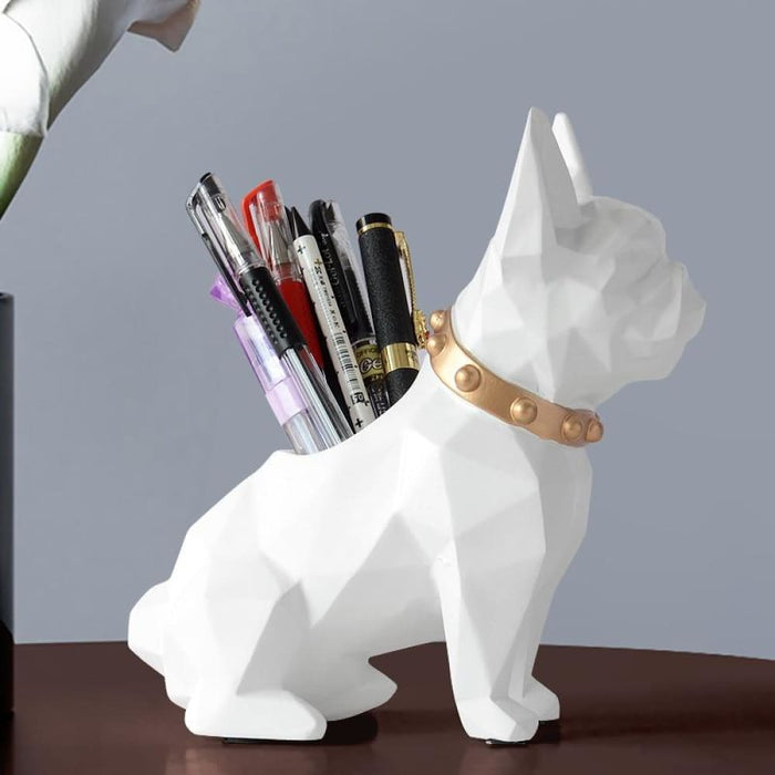 Dog Resin Figurine Pen Holder Desk Organizer Office