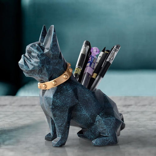 Dog Resin Figurine Pen Holder Office Accessories