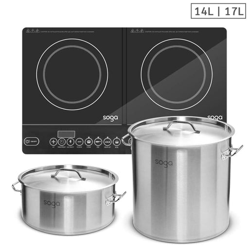 Dual Burners Cooktop Stove 14l And 17l Stainless Steel
