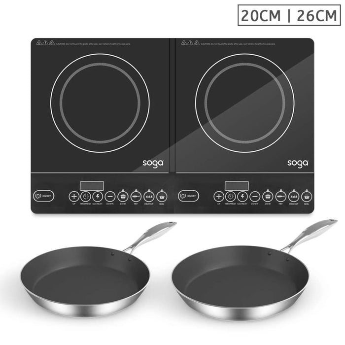Dual Burners Cooktop Stove With 20cm And 26cm Induction