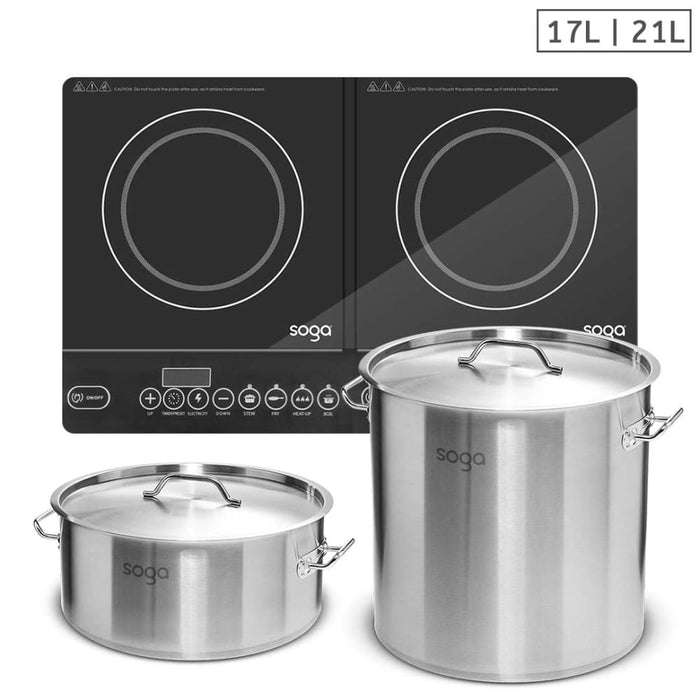 Dual Burners Cooktop Stove 21l And 17l Stainless Steel
