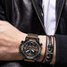 Dual Display Time Leather Wristwatch