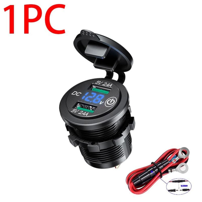 Dual Usb Qc3.0 Car Charger Outlet With Touch Switch