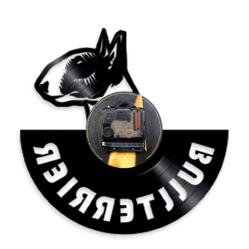 English Bullterrier Vinyl Record Silent Led Wall Clock Dog