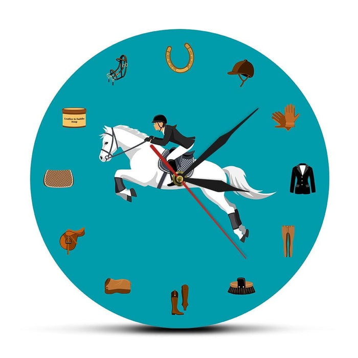 Equestrian Sport Equipment Set Modern Wall Clock Horse