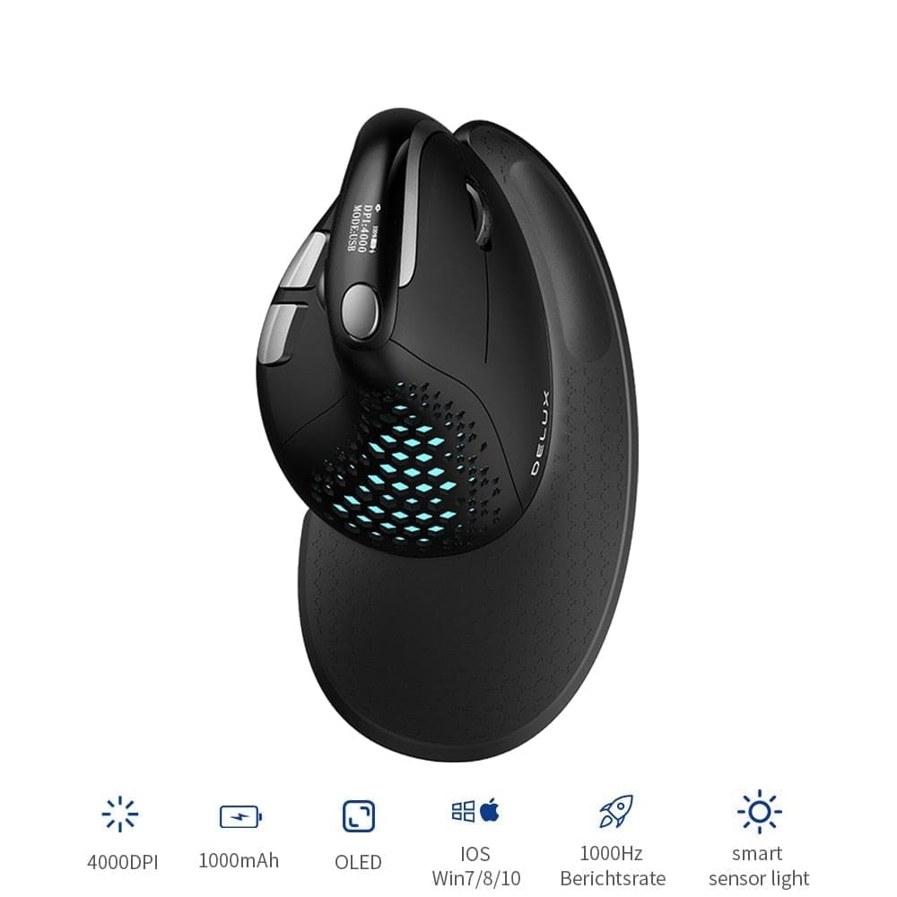 Ergonomic Vertical Mouse With Oled Screen & Rechargeable