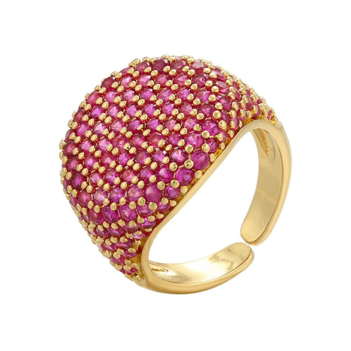 Colourful Cubic Zircon Finger Rings Gold Plated Adjustable