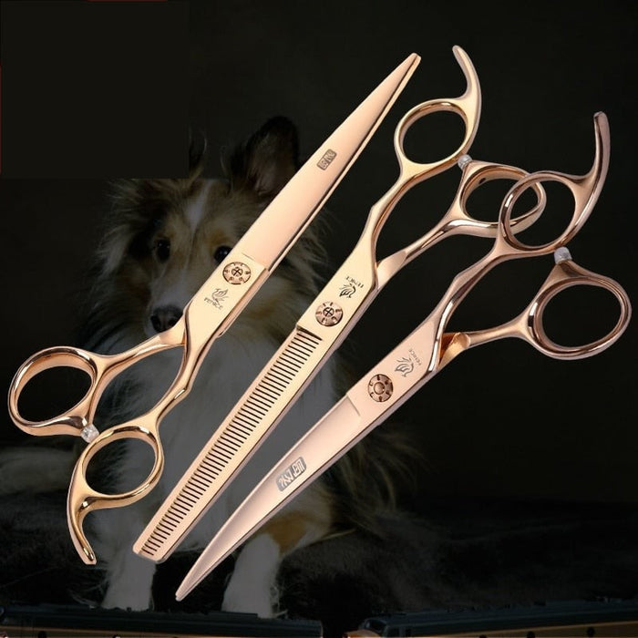 3pcs 6.5 7 7.5 Inch Jp440c Pet Dogs Grooming Scissors Set Curved Thinning Shear Sharp Edge