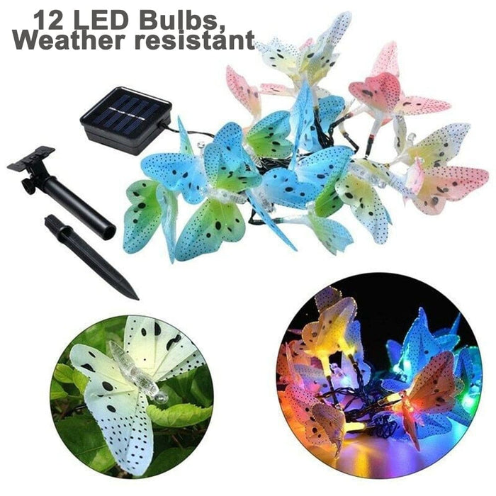 Fiber Optics Butterfly String Lights 12 Led Outdoor