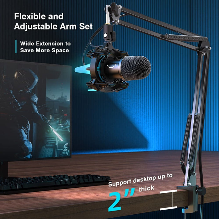 Usb Dynamic Microphone Kit With Boom Arm