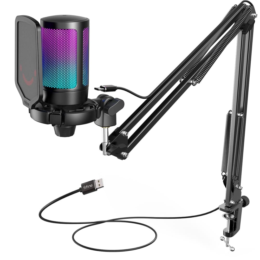 Condenser Cardioid Mic Set With Mute Button Rgb Arm Stand