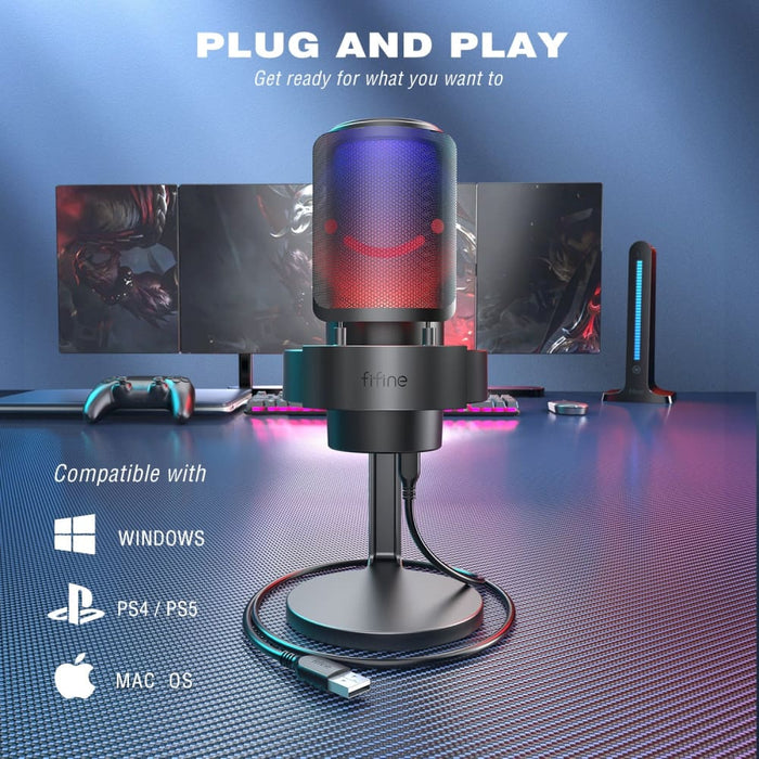 Usb Microphone For Recording And Streaming With 3 Rgb Modes